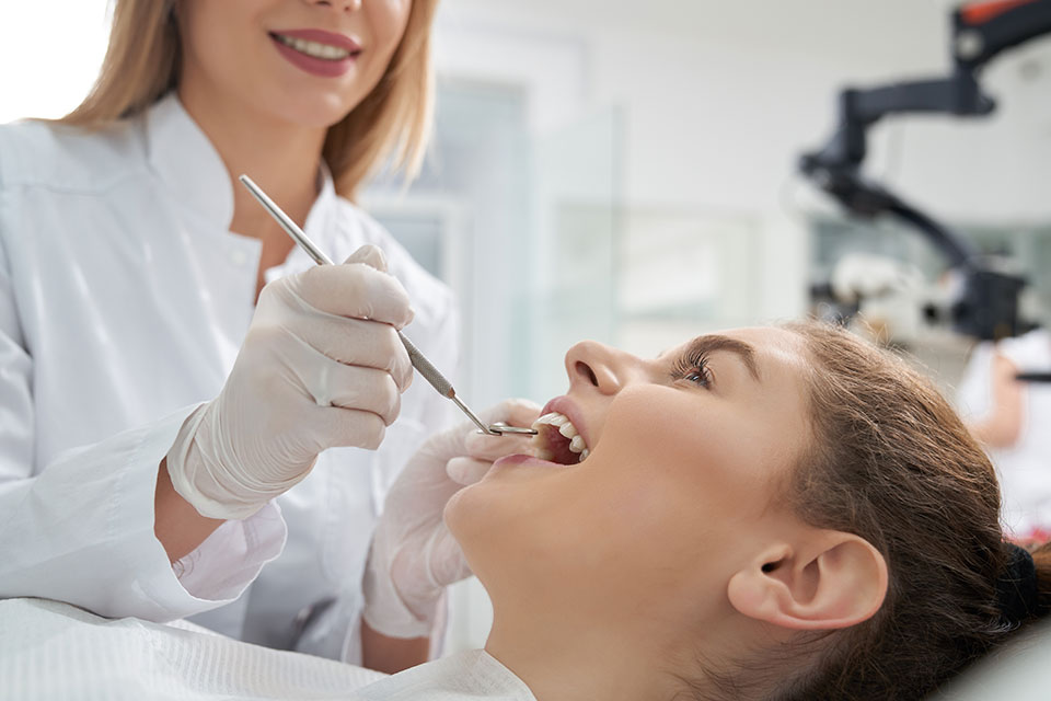 woman getting a dental exam