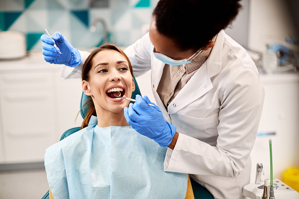 woman getting a dental checkup